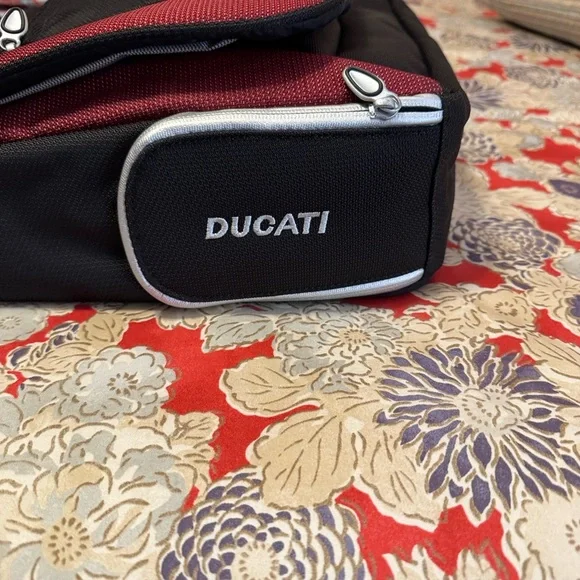 TUMI/DUCATI Collab Black and Red Messenger Bag - Picture 3 of 9